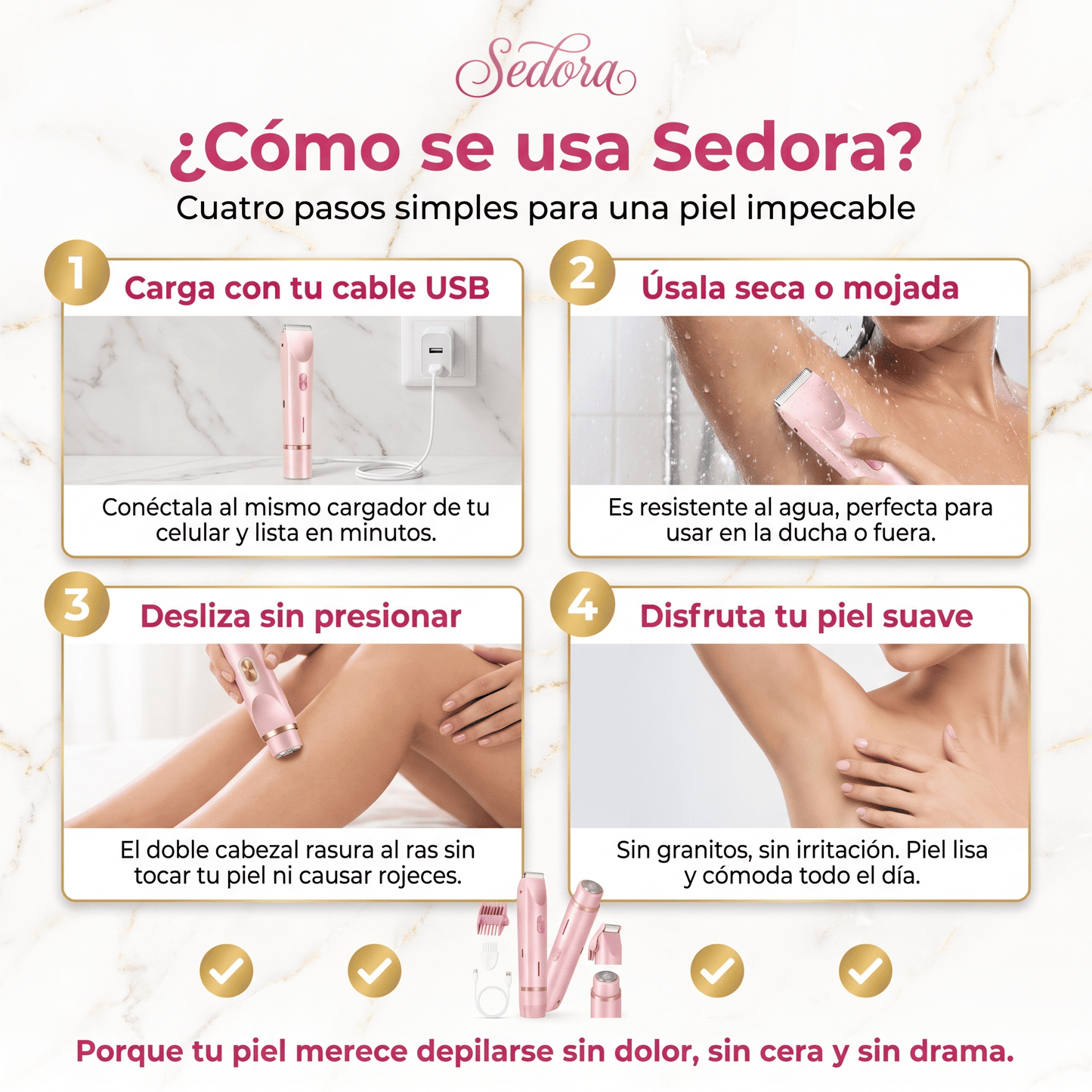Sedora™ Depiladora femenina 2 en 1 Impermeable