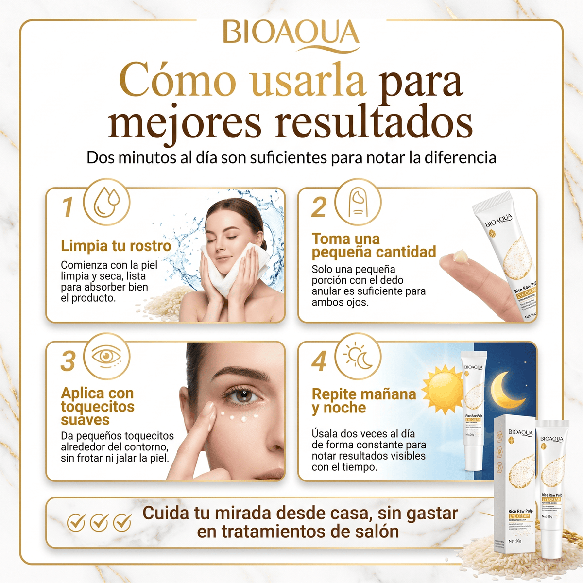 BIOAQUA™ Contorno de Ojos Extracto de Arroz Anti Ojeras 2x1