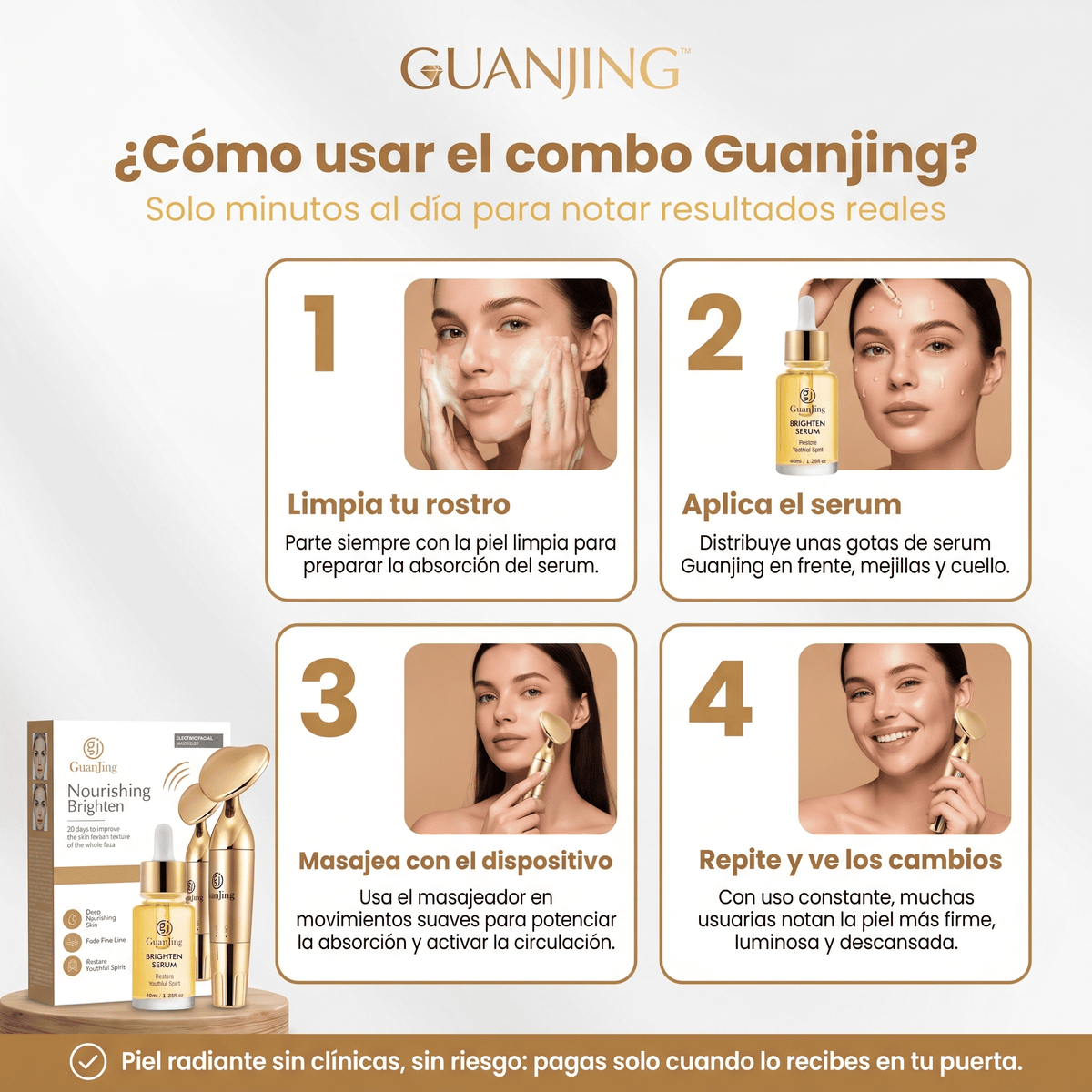 Guanjing™ Kit Masajeador y Serum Antiarrugas Aclarante Reafirmante