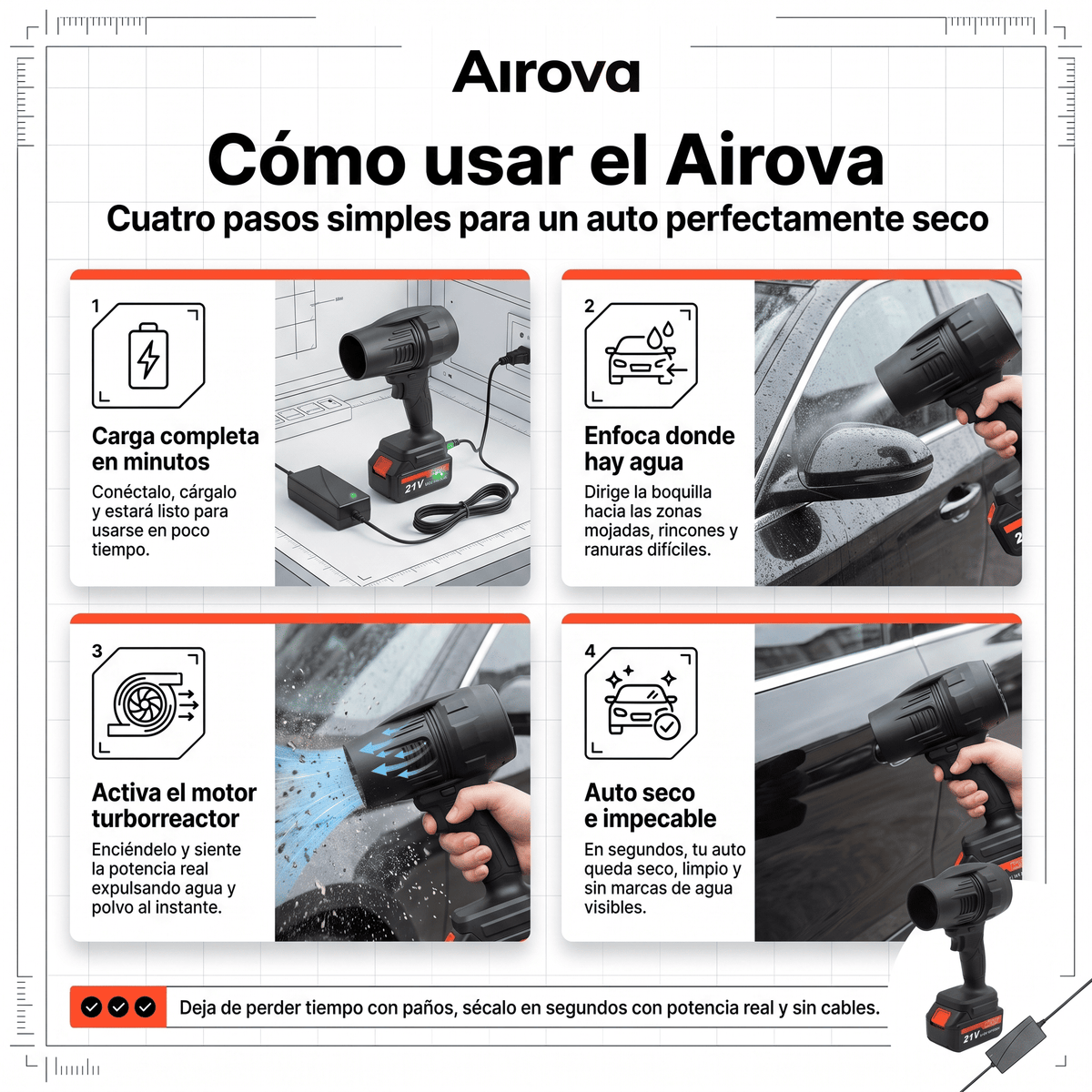 Airova™ Soplador de Aire Inalámbrico Portátil 20v