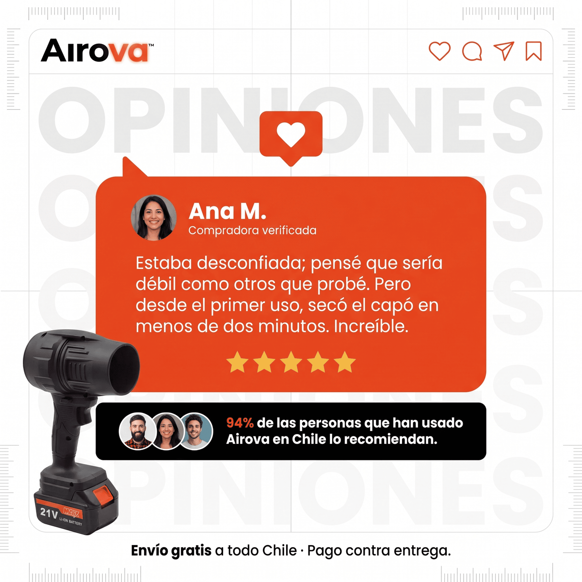 Airova™ Soplador de Aire Inalámbrico Portátil 20v